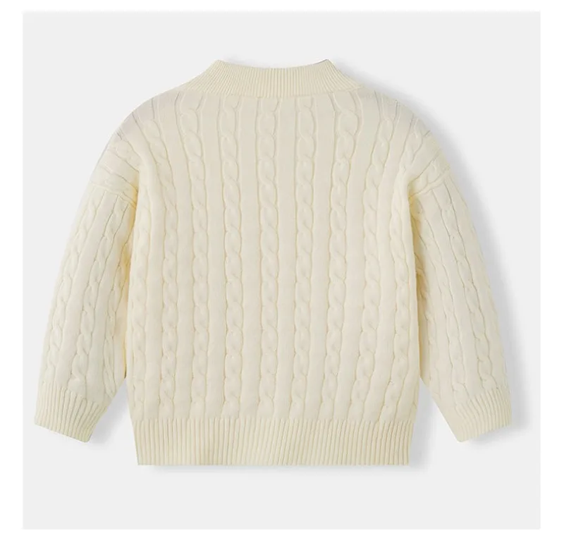 UNITIM Herbst 2-12 Jahre Kinder Jungen Pullover mit Stehkragen, Kinder Jungen Zopfmuster Pullover, einfache Langarm-Oberteile für Kleinkinder und Babys – Detail 22