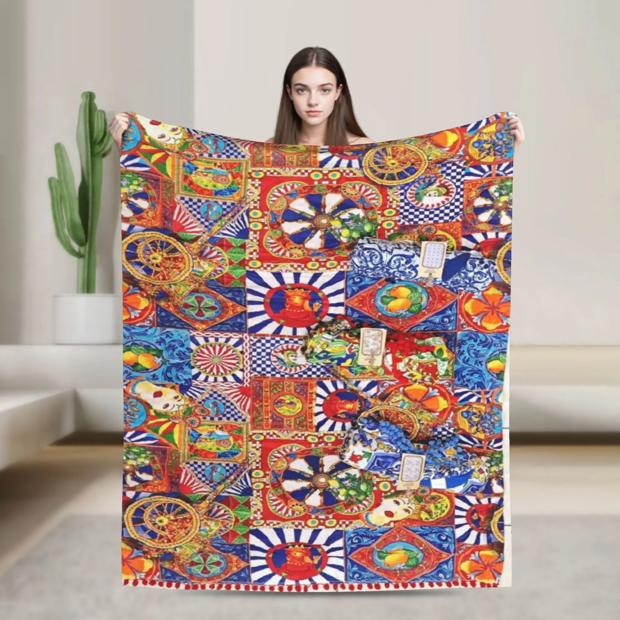 Italy Cute Print Sicilia Sicily Love Trinacria Blanket Quality Warm Soft  Throw Blanket Spring Picnic Home Decor Trend Bedspread