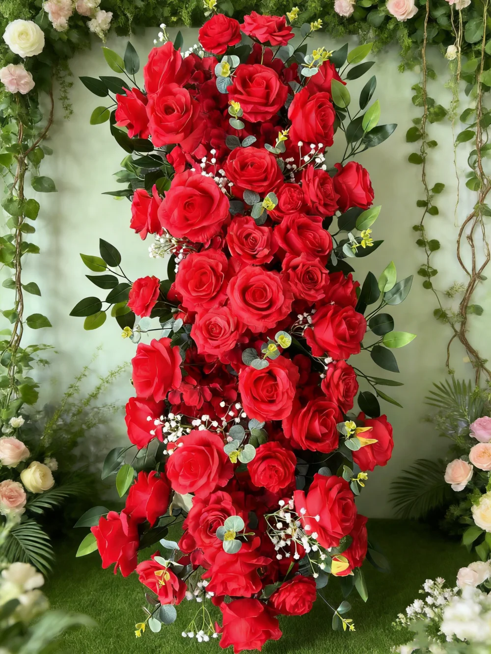 Artificial Runner Flower Row Wedding Arrangement Decoration Floral Backdrop Props Table Flower Runner Event Party Floral Decor
