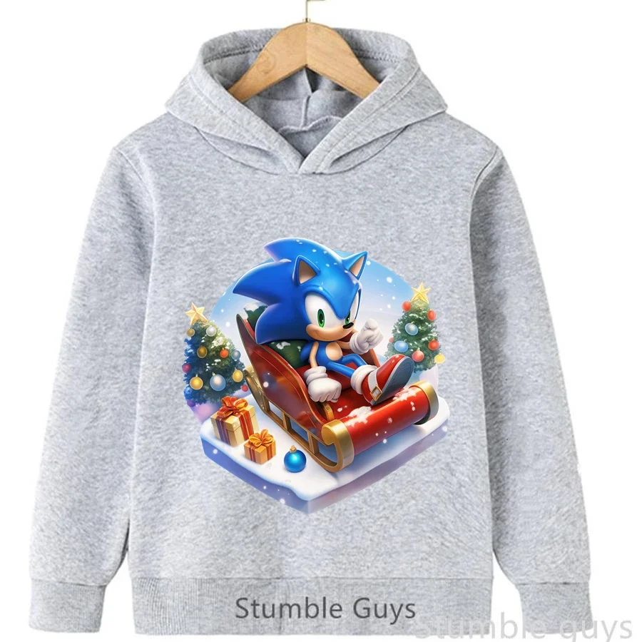 Sweat à capuche Sonic pour enfants, combinaison de camion d'automne pour garçons et filles, vêtements de dessin animé, cadeau de noël, vêtements chauds et confortables ​