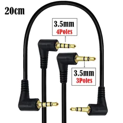 1pc 3.5mm TRRS 4 Pole Male  Right Angle To Angled 3.5mm 3 Pole TRS 2 Ring Male Audio Lead Adapter Cable