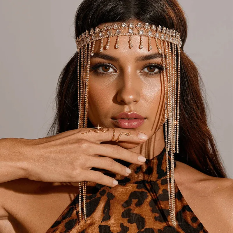 

Модная цепочка для волос с огненной кисточкой, экзотическая повязка на голову с бриллиантами и ветром, эластичная веревка, головной убор, женский головной убор