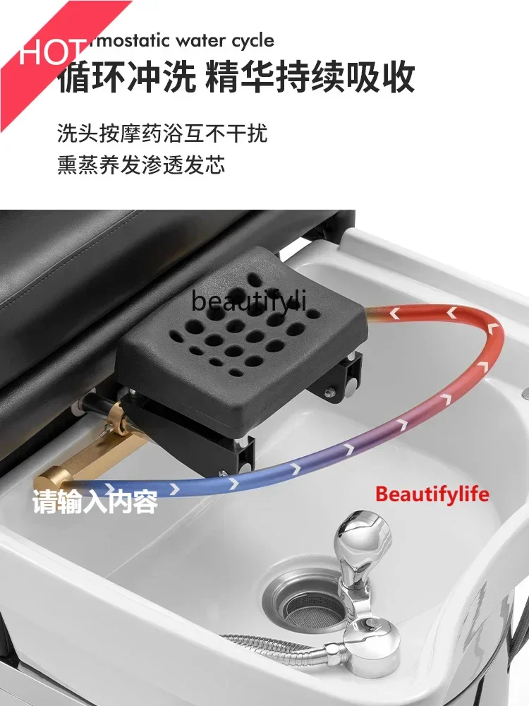 

Asmt14 ss Hair Salon Stainless Steel Shampoo Chair Barber Shop for Hair Salon Corpse Pose Ceramic Basin Shampoo Chair