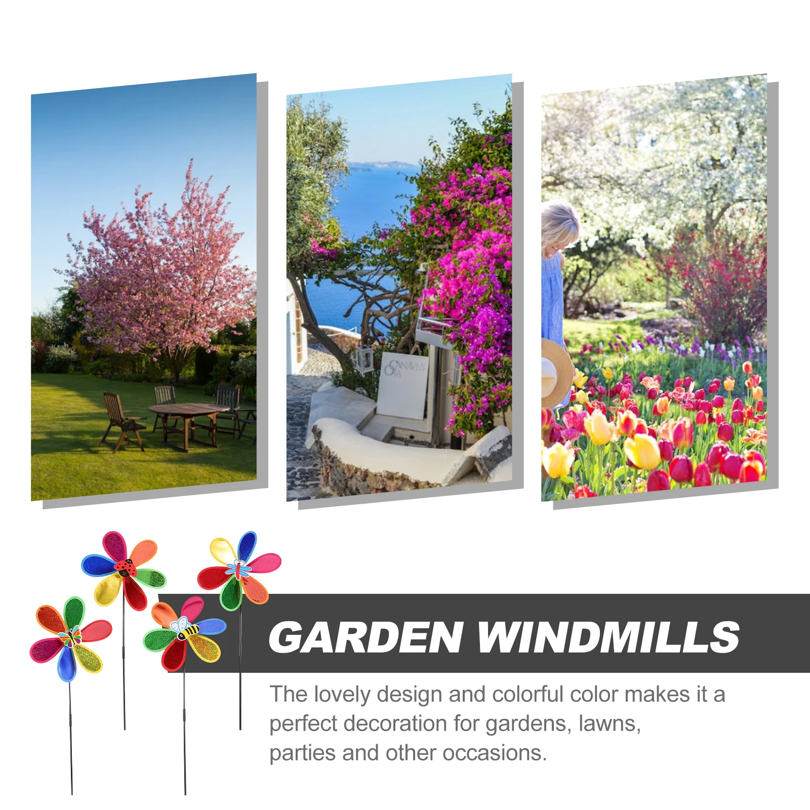 

4pcs Windmill Decoration Colorful Sequins Outdoor Windmill Decor Plastic Spinner Garden Lawn Outdoor Scene Decor