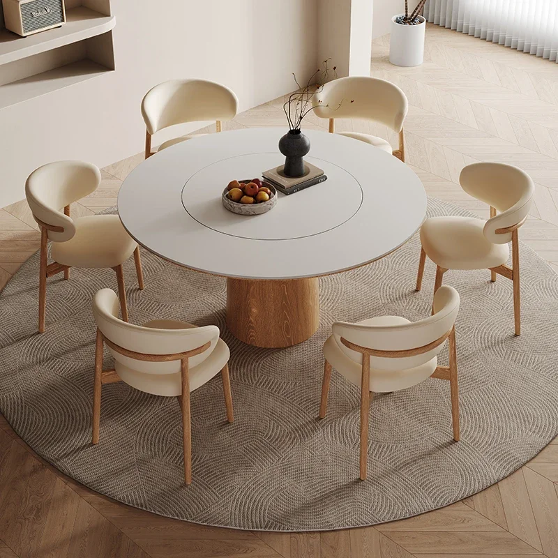 

Turntable Dining Tables Built In High End Simple Restaurant Modern Wooden Household Dining Tables Mesa Comedor Furniture