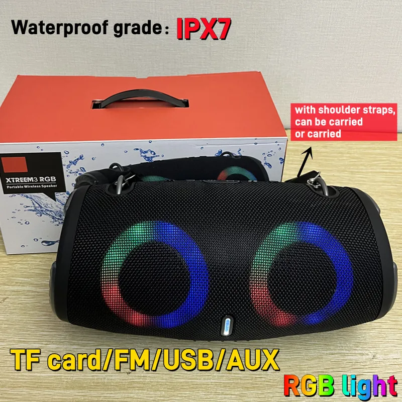 Waterproof Bluetooth Speaker Portable Wireless RGB Colorful Light Subwoofer 360 Stereo Surround TWS FM Boom Box High Power 100W