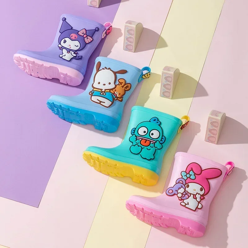 Summer Kawaii Sanrio Anime My Melody Kawaii Children Rain Boots Cute Cinnamoroll Kuromi Cartoon Waterproof Shoes Gifts for Kids