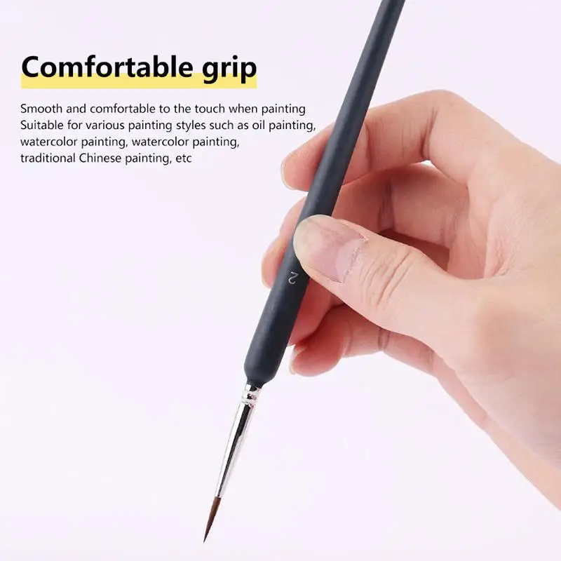 

9/11pcs Miniature Paint Brushes Detail Tip Paint Brushes Set With Ergonomic Handle - Suitable For Acrylic Painting Oil Wat