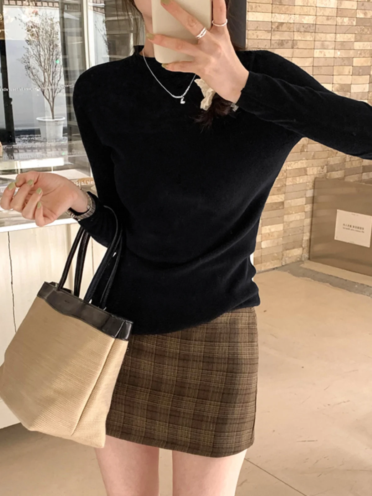 البلوزات لاعبا البلوفرات المرأة الصوف سترة المرأة الصوف يشعر طوق كامل الأعمال اليومية OL BF Y2K سيدة المهنية تخفيف #5