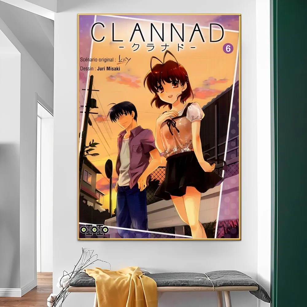 Anime Clannad After Story Poster Self-adhesive Art Poster Retro Kraft Paper Sticker DIY Room Bar Cafe Vintage Decorative