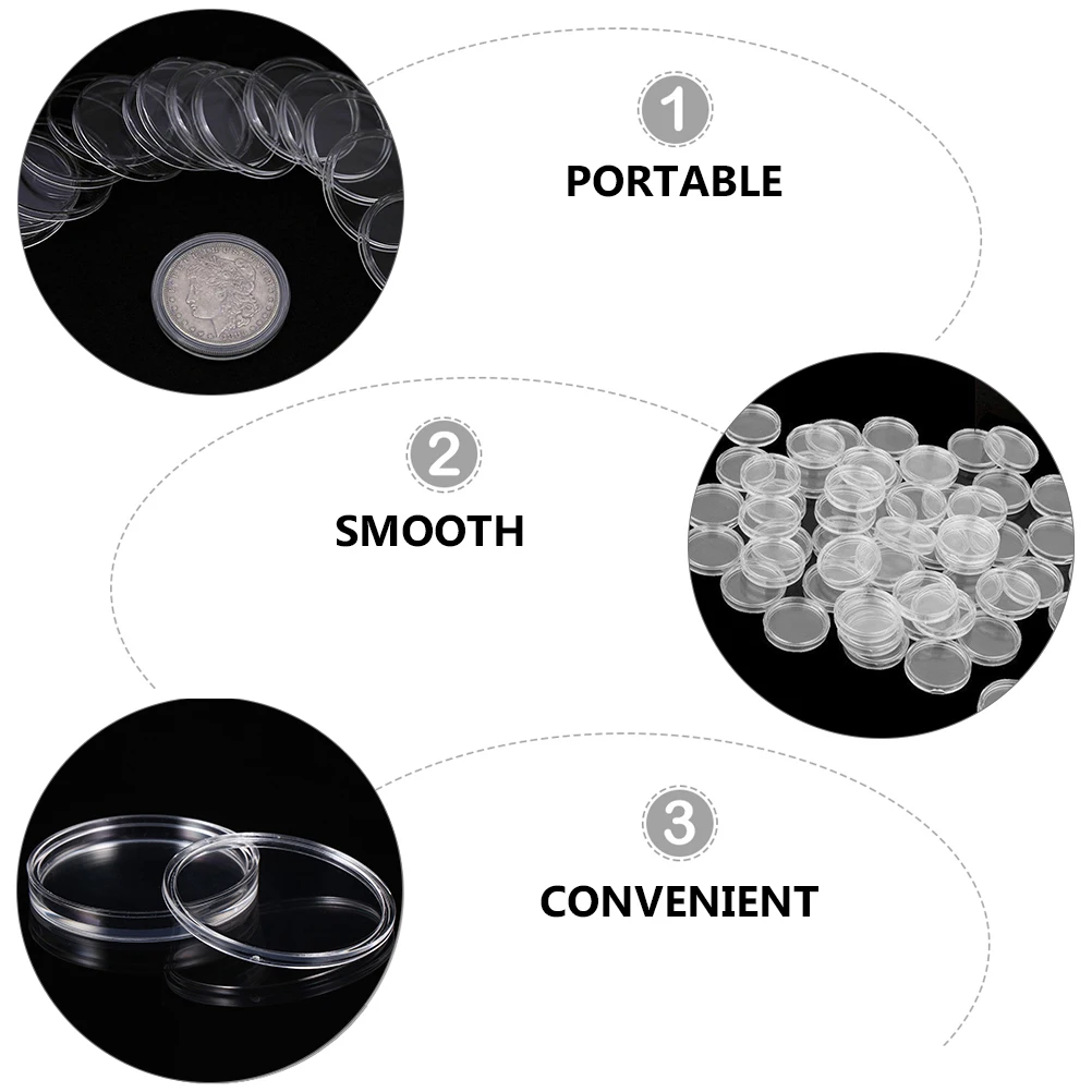 24pcs Coin Storage Holder Clear Portable Plastic Box Acrylic Case For Coin Collection Easy Open Dust-Proof Gift