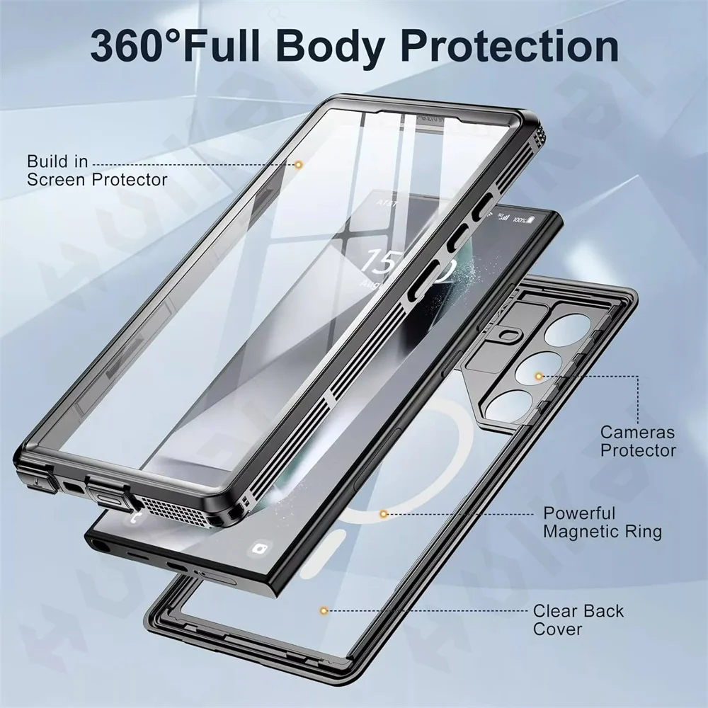 Case For Galaxy S25 S24 S23 Ultra Plus Waterproof Shockproof IP68 Underwater Built Screen Protector Anti-Scratch 360 Cover
