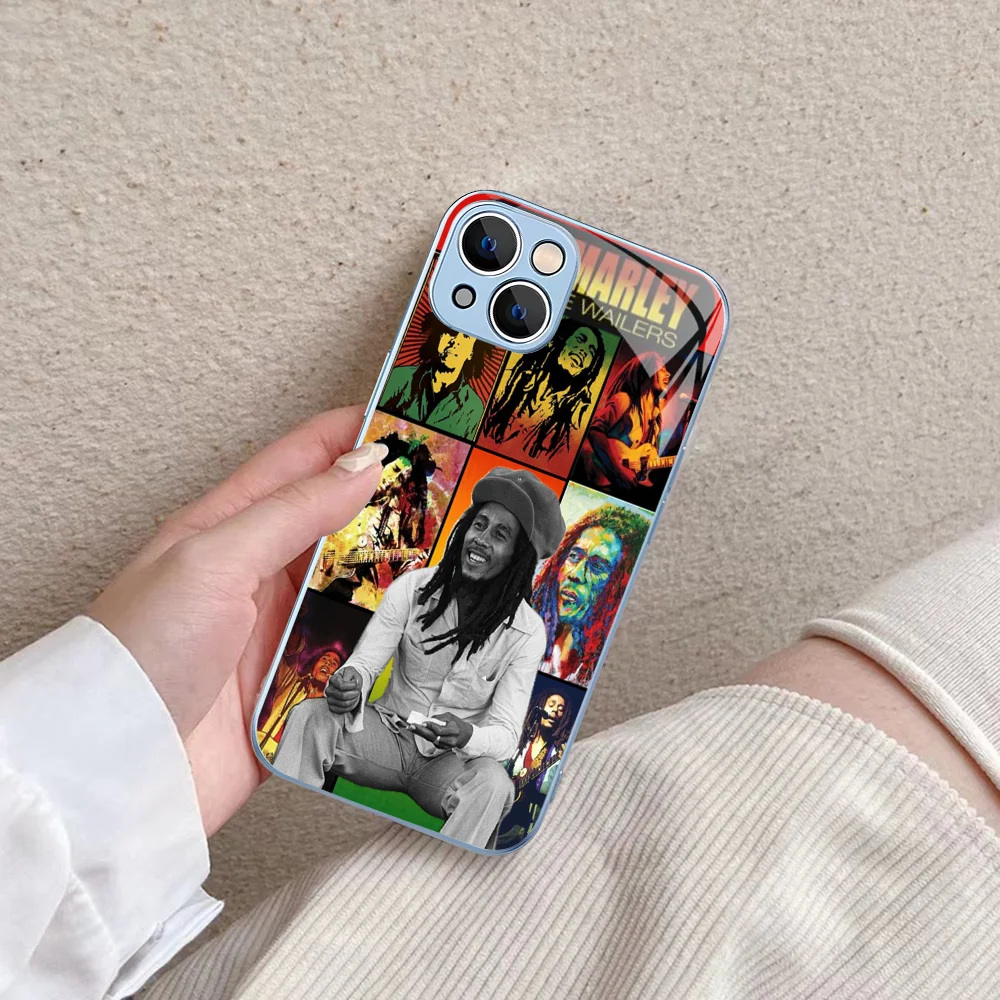 Reggae Wailing Wailers Bob Marley Phone Case Tempered Glass For iphone 14 13 12 11 Pro Mini XS MAX 14Plus X XS XR Fundas