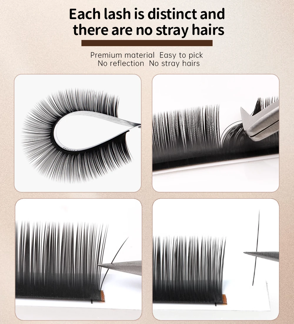 Yelix 12-reihige Volumen-Wimpernverlängerungen mit Klebstoff, knickfrei, professioneller Salon- & Großhandelslieferant für Wimpern, Multi-Curl-Tray – Detail 6