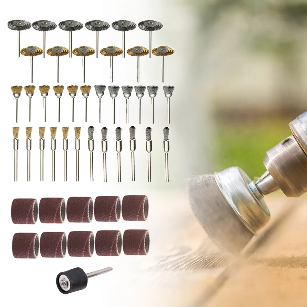 

47 Pcs Platinum Blade Stainless Steel Wire Wheel Brush Rotary Tool for Mini Drill Polishing Accessories