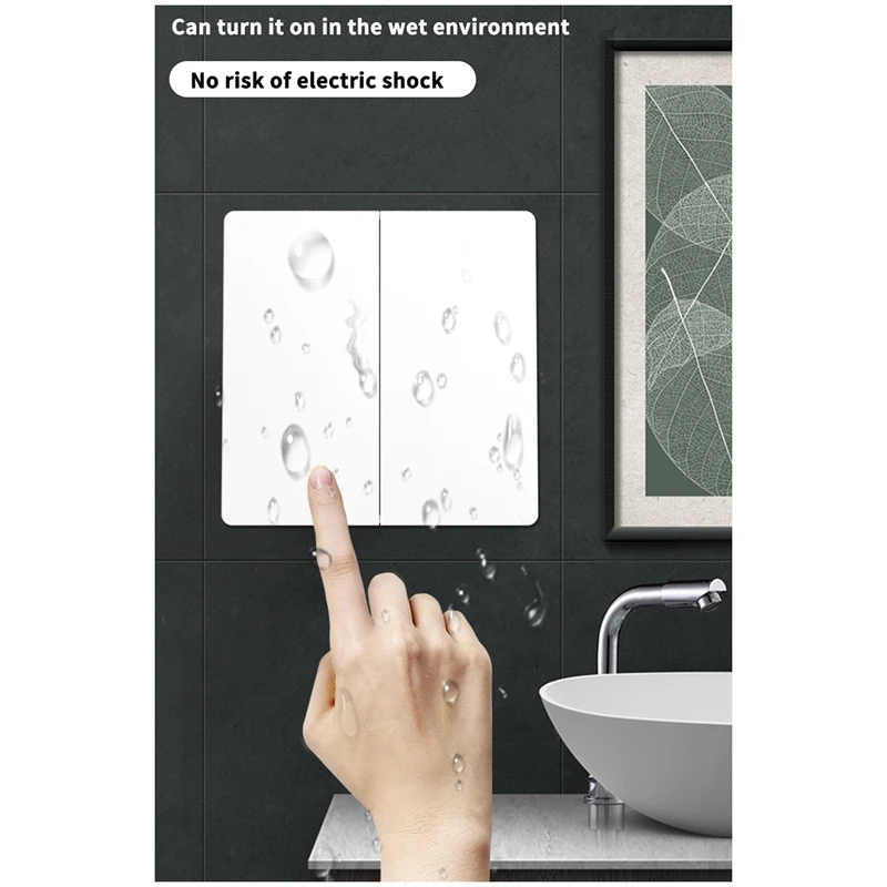 1Set Wireless Remote Control No Battery Self-Powered Waterproof Light Switch 85V-240V , 2X1gang 1Receiver