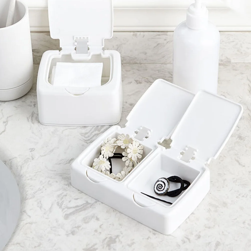 

2pcs Desktop Organizer Transparent Storage Box Plastic Container For Clips Toothpicks Swabs Small Sundries Gadget Holder