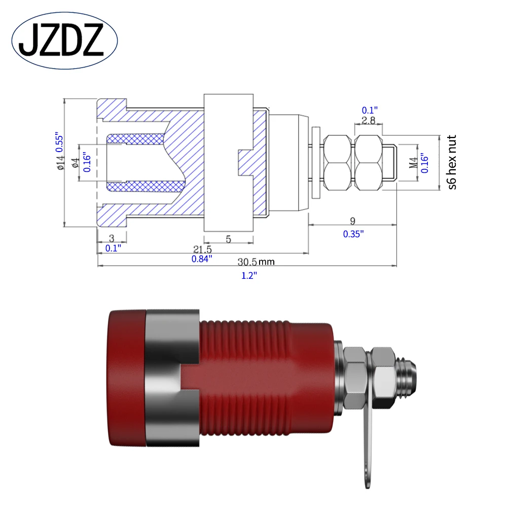 JZDZ 10PCS 4MM Banana Socket Binding Post  Banana Plug Jack Electrical Connector DIY Tools Parts J.40018