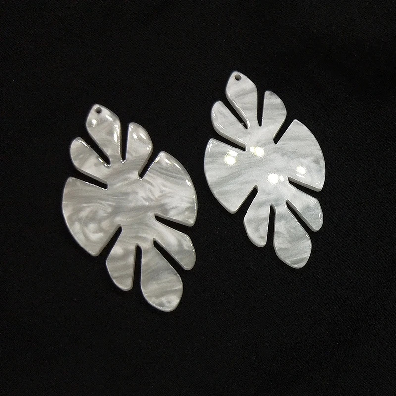 New 51*29mm 4 Pieces High Quality Acrylic White Smooth Flowers Charms Pendant for DIY Earring Jewelry Making Finding Accessories