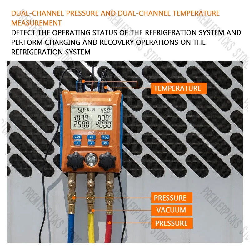 LMG-10 Electronic Digital Display Manifold Meter Refrigerant  Refrigeration Car Air Conditioning Fluorine Pressure Gauge