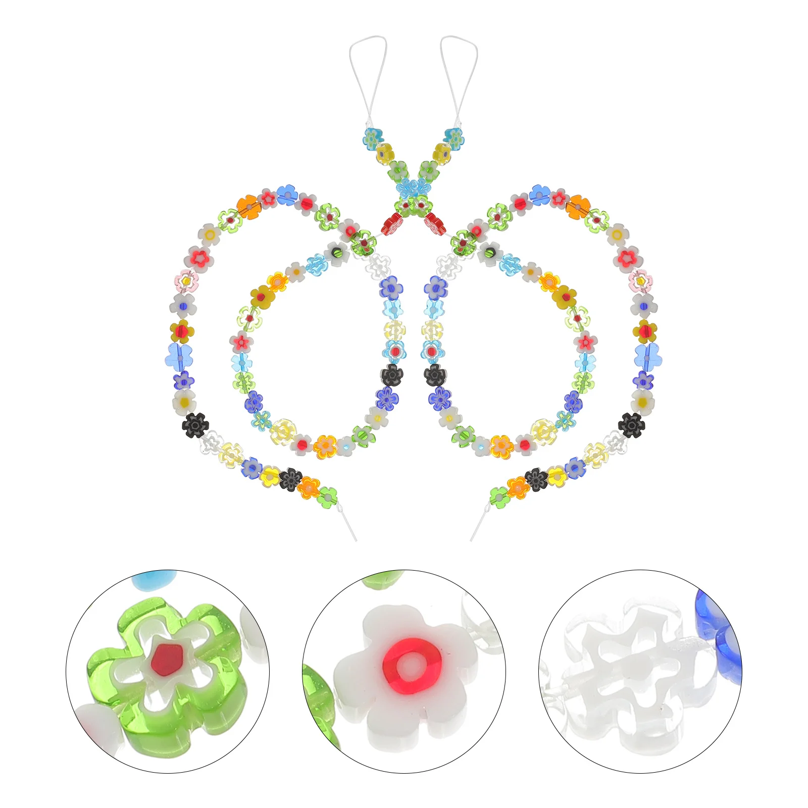 2 Strings DIY Glass Beads Flower Shaped Colorful Loose Beads for Jewelry Bracelet Earring Craft Small Glass Beads,