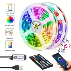 APP Control Smart LED Strip Lights RGB 5V Low Voltage Color Changing Home Decoration TV Party Festival Decoration (With Battery)