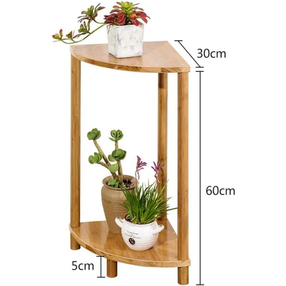 Storage Shelves Plant Floor Stand Flower Shelf Potted Rack 2 Tier Freestanding Bamboo Shelving Herb Pot Holder Indoor Decoration