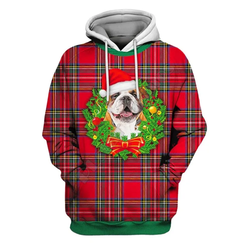 

Bulldog/Golden Retriever/Pitbull/Pug/Rottweiler On Christmas 3D Printed Pullover Men For Women Fashion Sweatshirts Streetwear