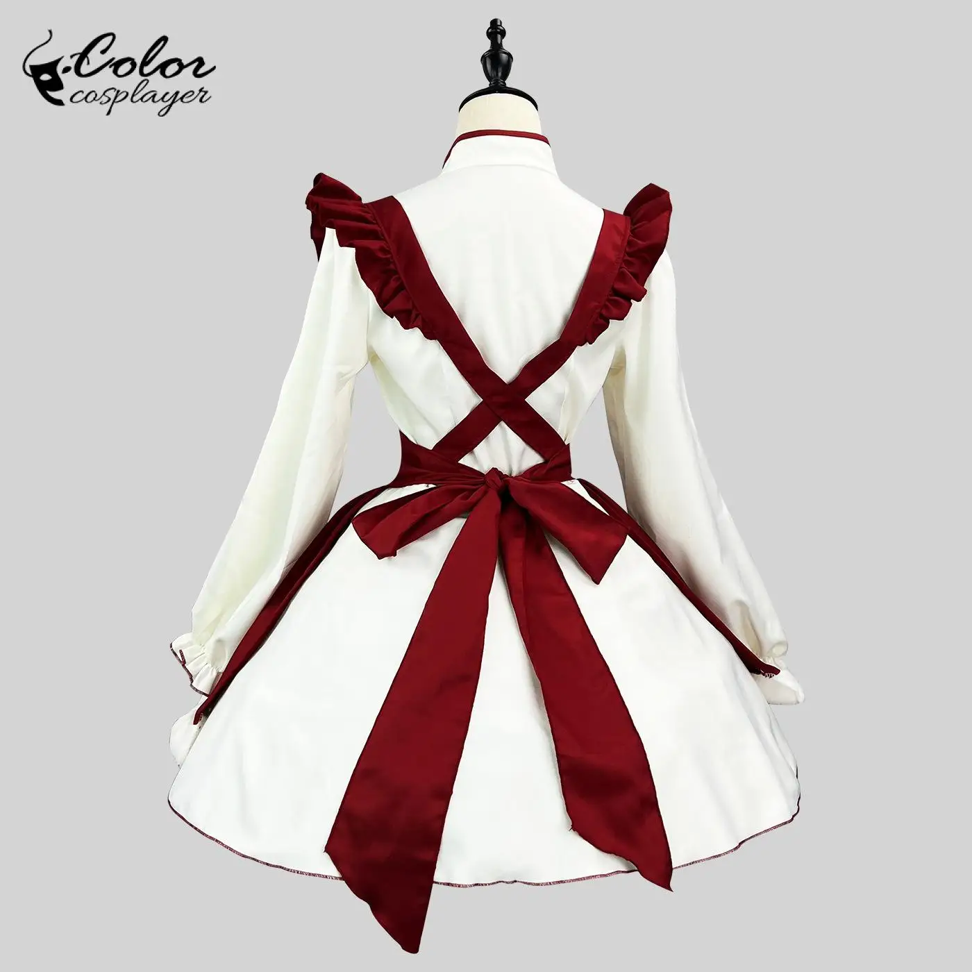 Color Cosplayer Women Lolita Dress Chinese Style Long Sleeve Maid Cosplay Costume Halloween Party Dress Maid Servant Clothing