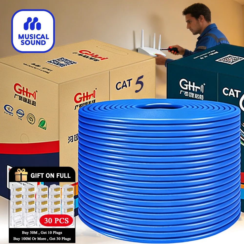 Cable de Red Ethernet Cat5 con Sonido Musical, Cable de Red de Ingeniería de Cobre Libre de Oxígeno, Cable de Red para Computadora Cat5e Trenzado de 1/10/100M