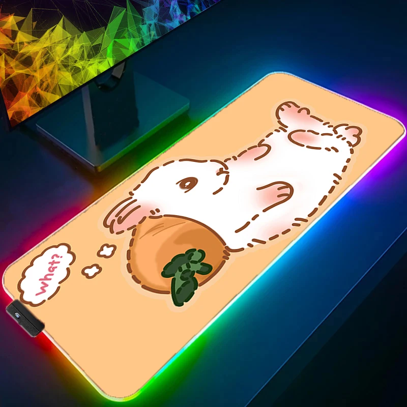 

RGB LED Gaming Mouse Pad Design Non-slip Rubber Cute Cartoon Cat Sewn Edge Desk Mat Keyboard Pad Gamers And Office Work Mousepad