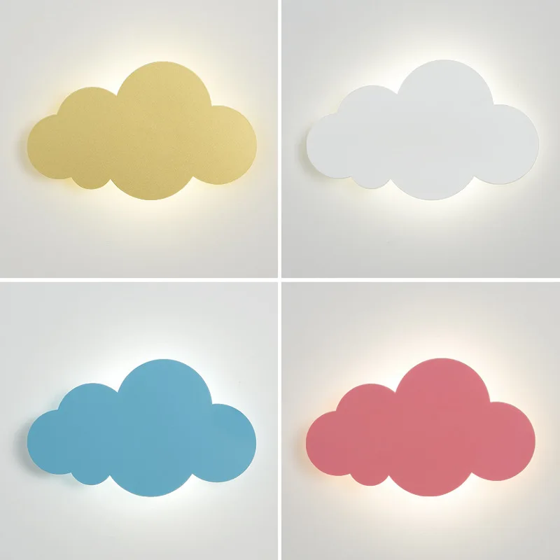 Lámpara de pared de nube nórdica Ins, lámpara de noche minimalista creativa, iluminación LED moderna y sencilla para habitación de niños y niñas