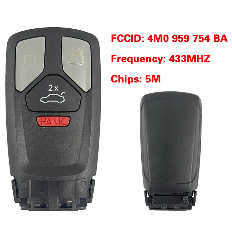 

CN008177 Original Blank MLB Suitable for Audi remote control key 3+1 buttons 433Mhz 5M chip FCC: 4M0 959 754 BA Keyless GO