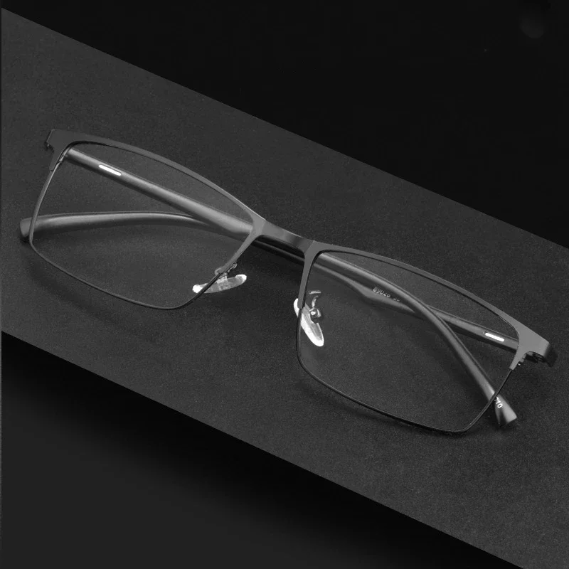 OLLYMURS Fashion Square High Quality Metal Eyeglasses Frame Ultra Light Retro TR90 Optical Prescription Glasses Frame Men 89028