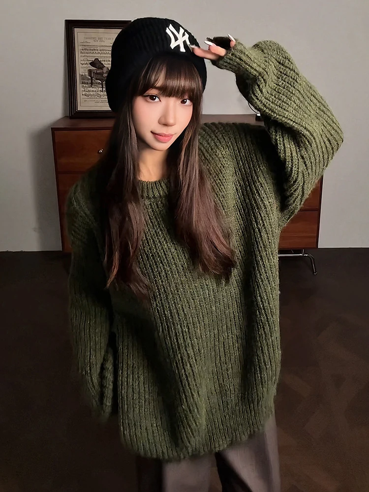 

Утепленный круглый вязаный свитер в ретро-американском стиле, шерстяная верхняя одежда для мужчин и женщин, осенне-зимняя коллекция для пар