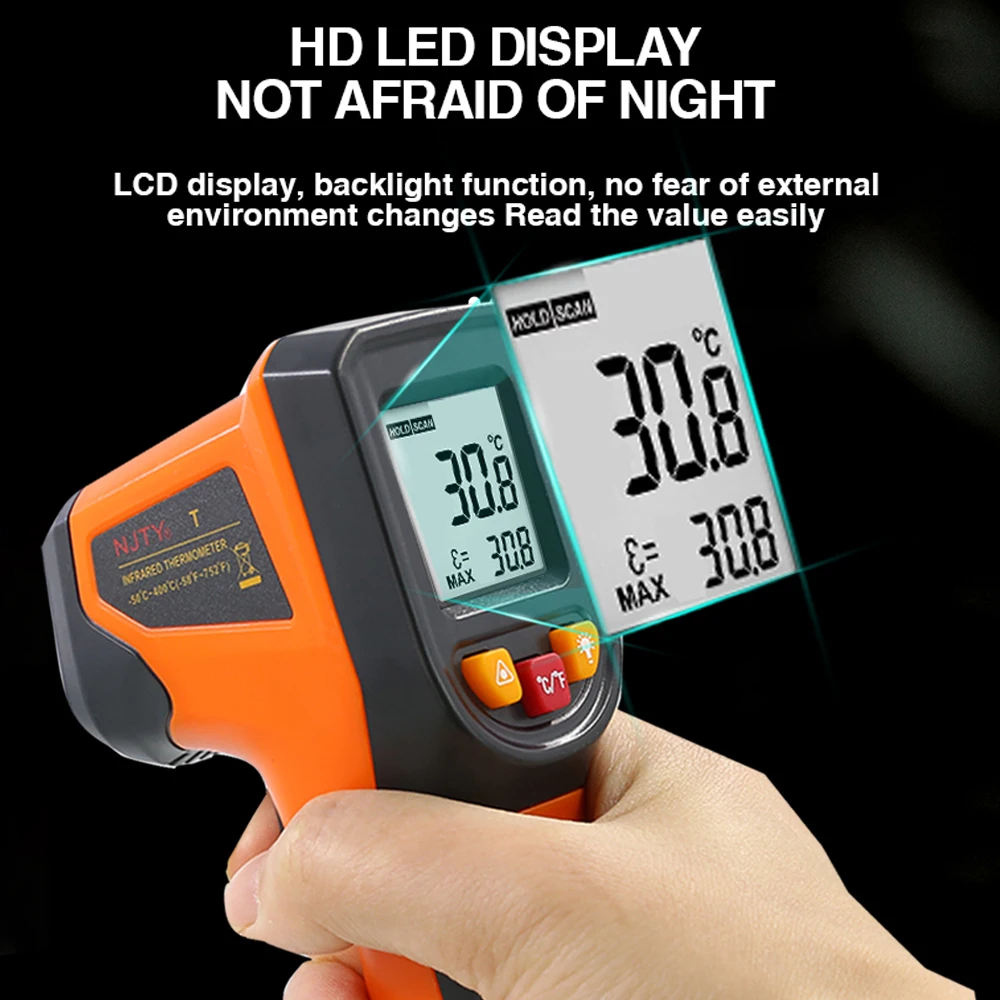 Digital Infrared Thermometer IR Laser Temperature Sensor Gun LCD Screen Humidity Meter Pyrometer Digital Thermometer Hygrometer