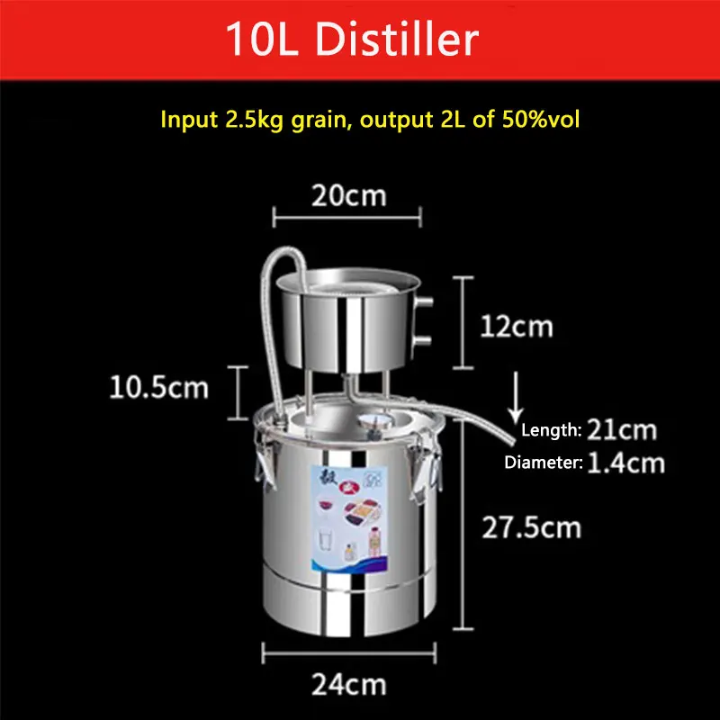 Nuovo arrivo 10L fai da te Moonshine Still Distiller con pompa di circolazione vino Brandy olio essenziale Kit per la produzione di Whisky Distillery