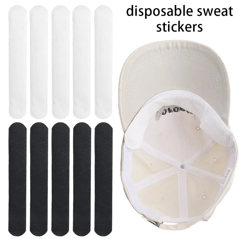 10/20Pcs Sweat-Absorbing Liner Pads Black White Hat Anti-Dirt Sticker Invisible Breathable Non-Woven Sticker Fashion Accessories