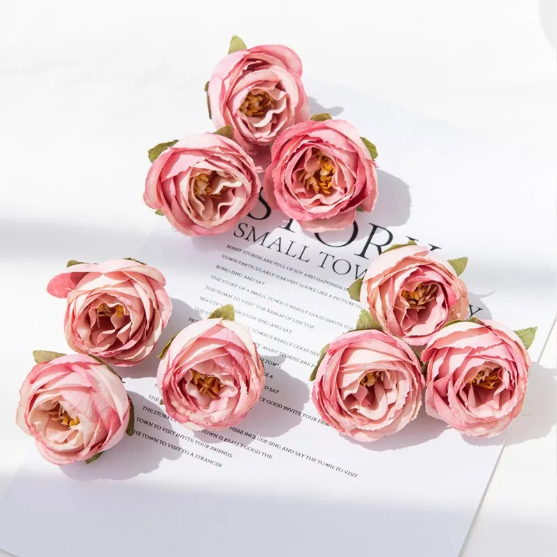 5/10 Stück Künstliche Blumen Hochzeitskranz Heimdekoration Festtagsgirlande Garten DIY Scrapbook Süßigkeitenbox Künstliche Seidenrosen – Detail 4