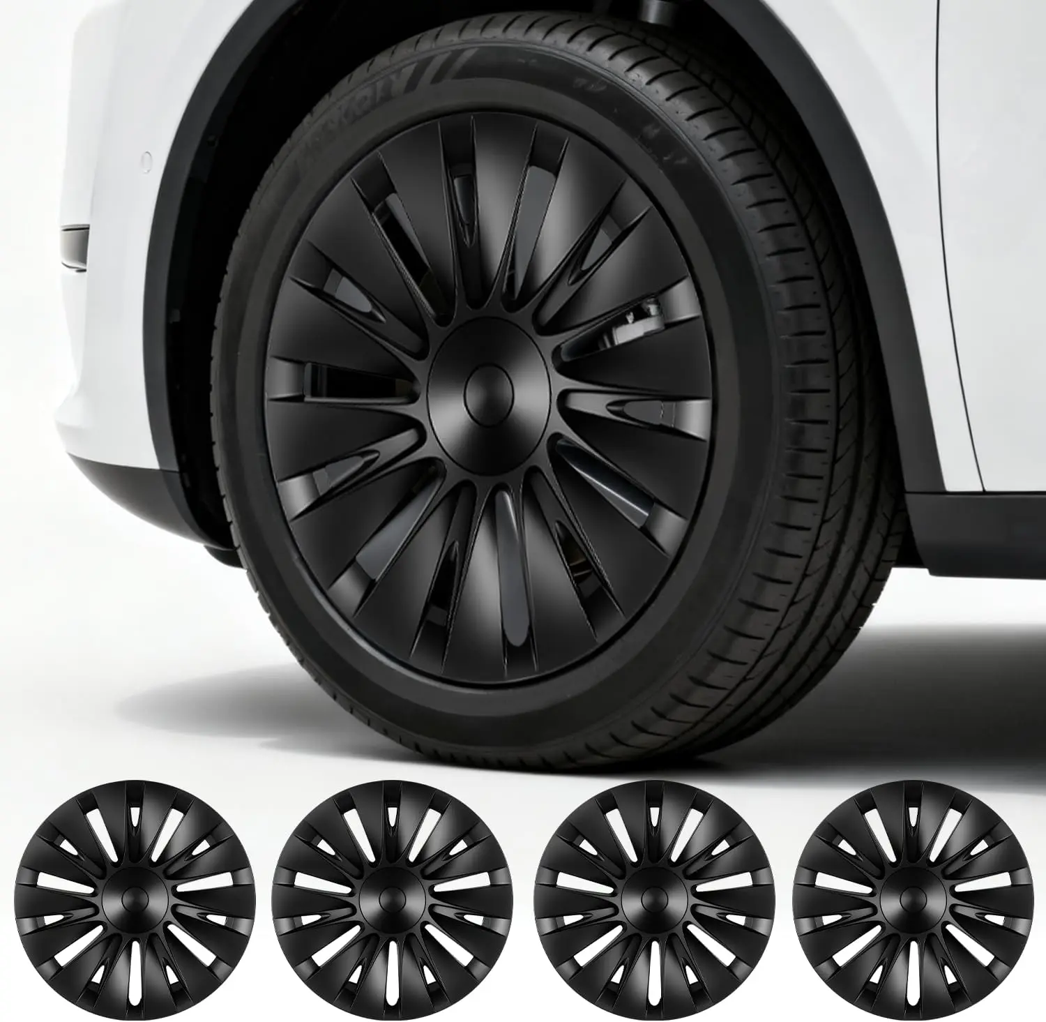 

Matte Black 19" Wheel Covers for Tesla Model Y 2020-2024 | 4Pcs ABS Rim Protectors