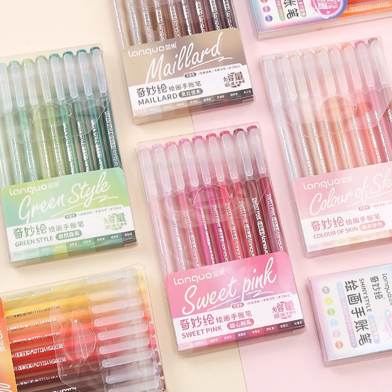 

9 Pcs/Set Multi-Color Gel Pens Large Capacity Colored Ink Art Marker Liner for Students Drawing Painting Handbook Pen