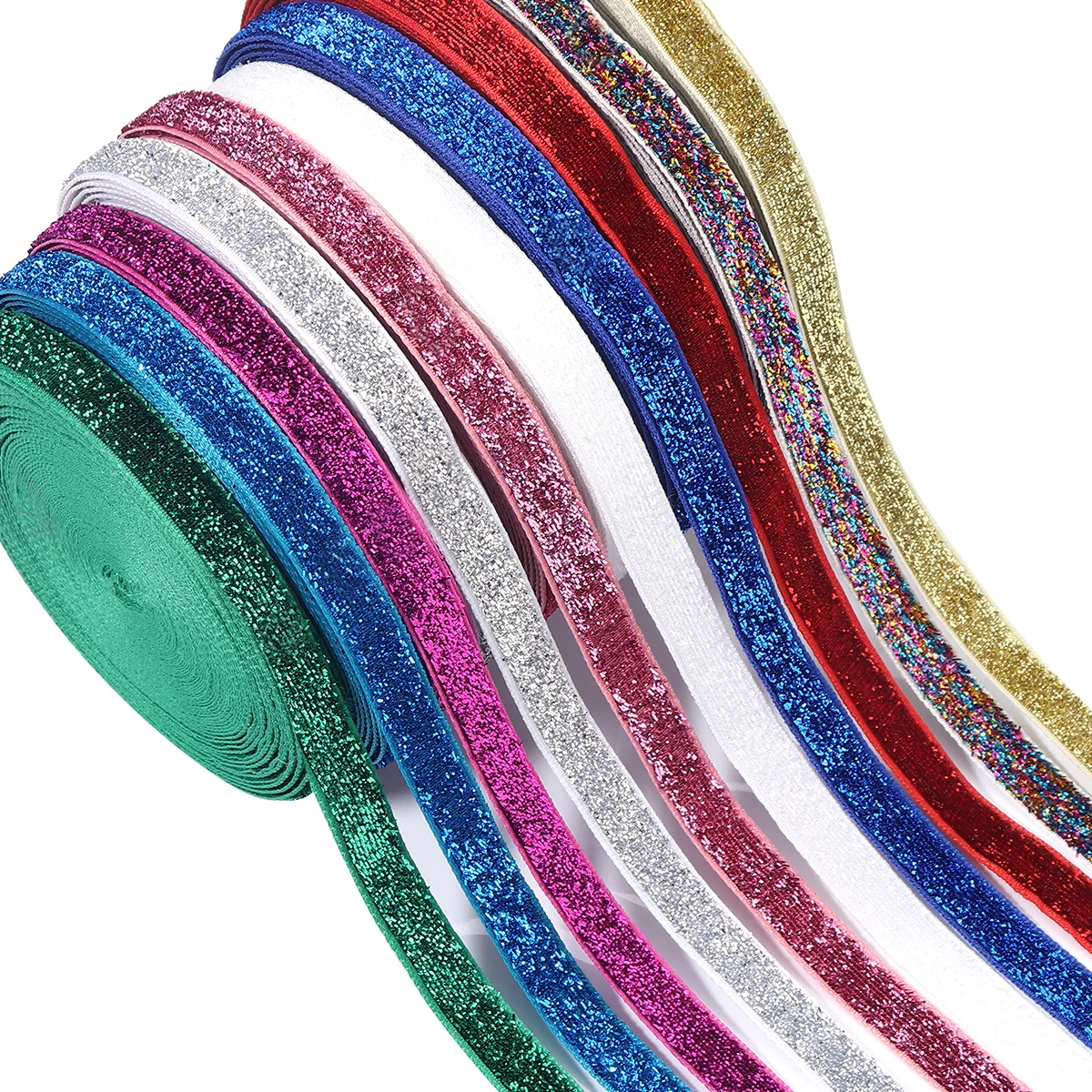 5-10Yards/Roll 7-38mm Glitter Velvet Ribbon Single Face Velvet Ribbon For Gift Wrapping Wedding Party Decoration Sewing Crafts