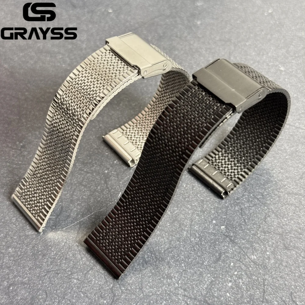 20 ملم حزام ميلان الجديد عالي الجودة 316L من الفولاذ المقاوم للصدأ ريترو مناسب لإكسسوارات الساعات الرجالية