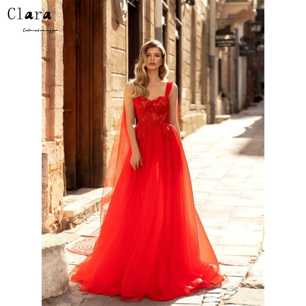 Clara personnalisé rouge un fil broderie chérie femmes robe de soirée de mariage de luxe 2025 robes de soirée luxueuses pour les événements