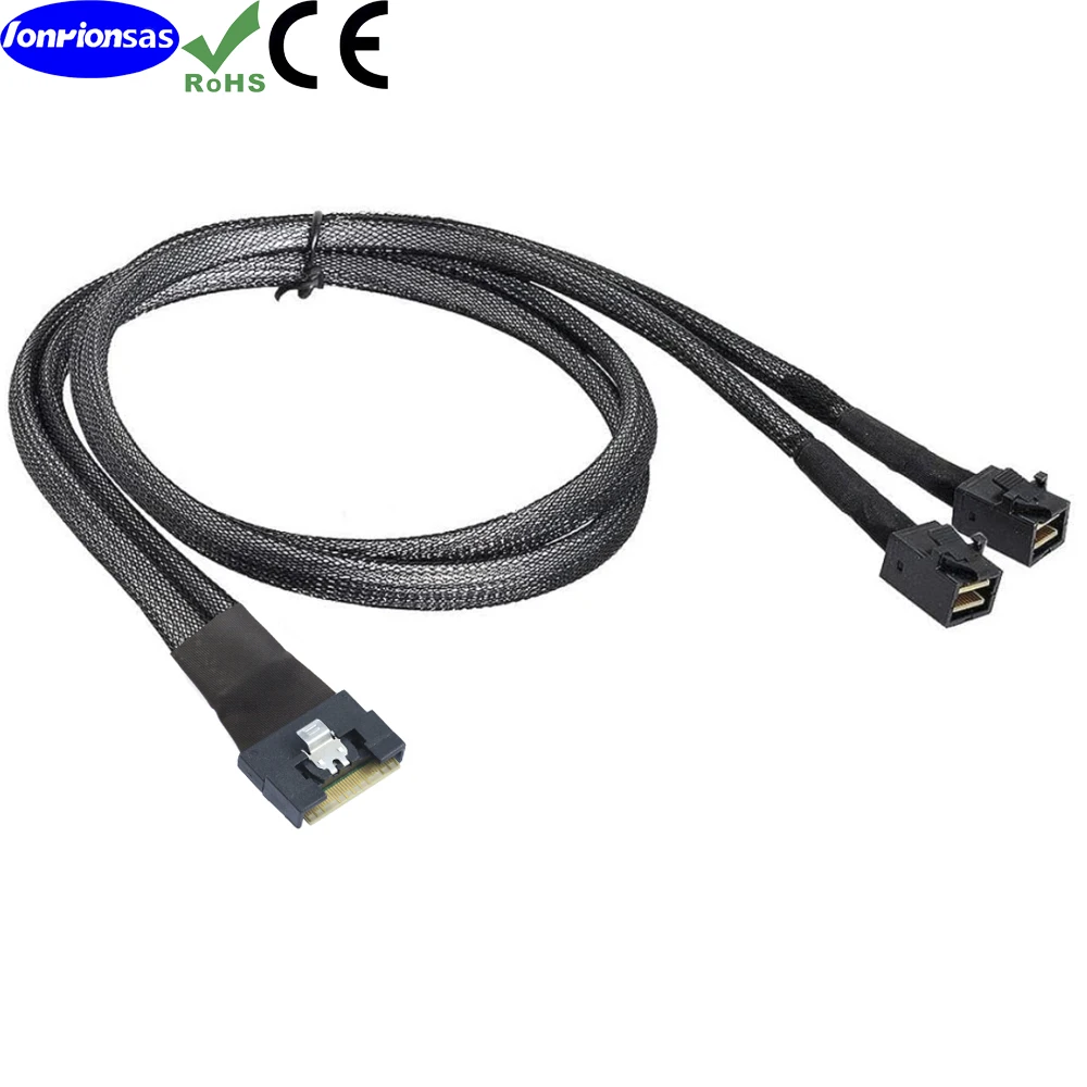 LONRIONSAS#All inclusive Anti oblique insertion SFF-8654 8i 74Pin PCI-E Ultraport Slimline 4.0 to 2X SFF-8643 4i HD Cable