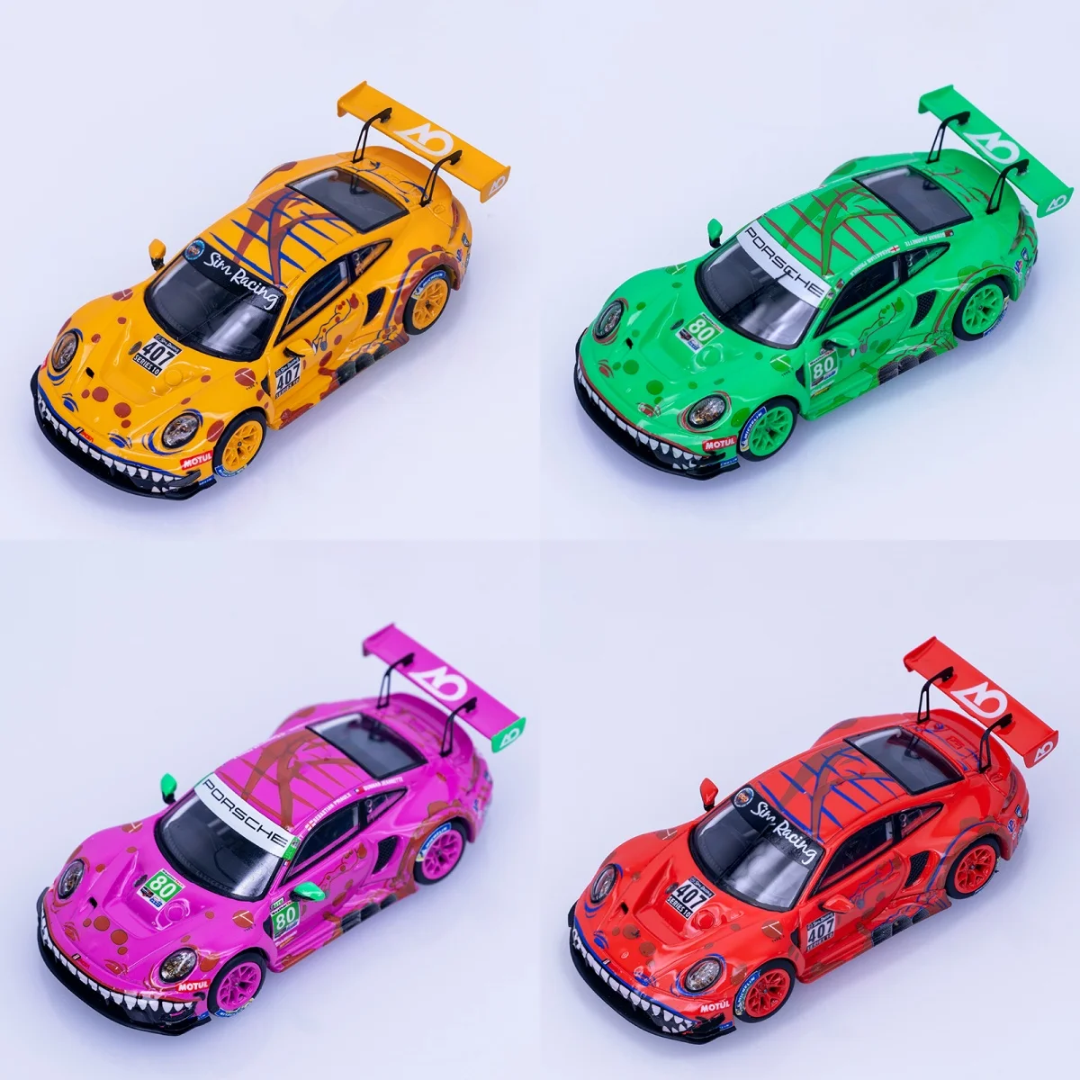 

Elowen Art 1:64 RWB Porsche 911 GT3 R Dinosaur Livery Alloy Diecast Model Car Collectible Gift