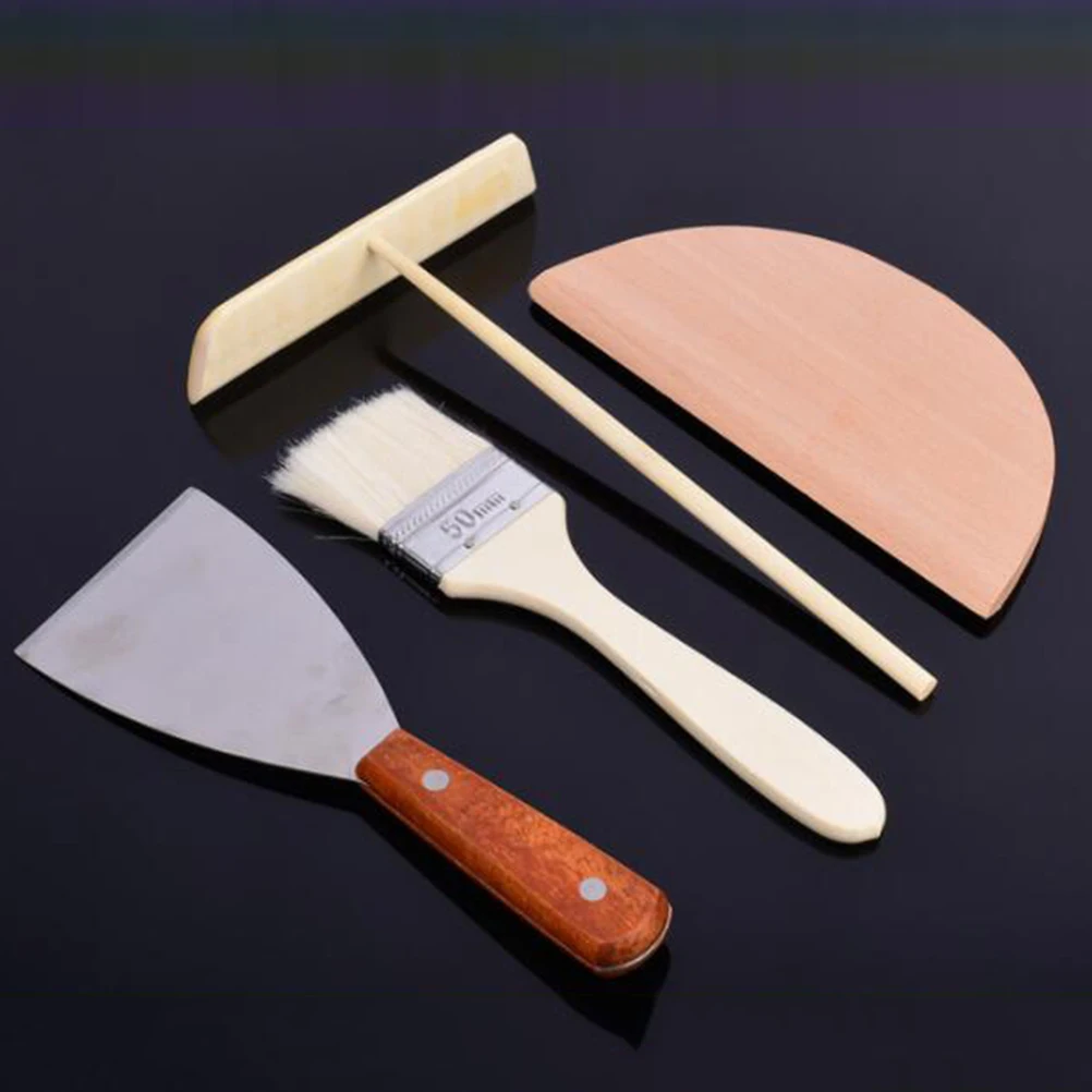 

1pc Wooden Pancake Spreader Beech Wood Smooth Kitchen Tool For Crepes Baking Spatula Pan Maker Natural Lightweight