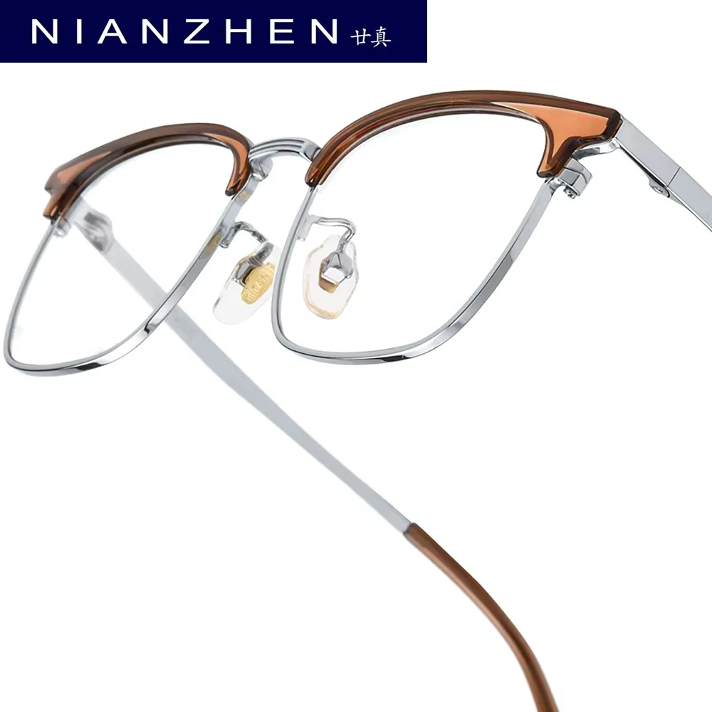 NIANZHEN TR90 Alloy Eyeglasses Frame Men Square Brand Design Glasses Women Vintage Ultralight-Weight Eyewear Spectacles 278