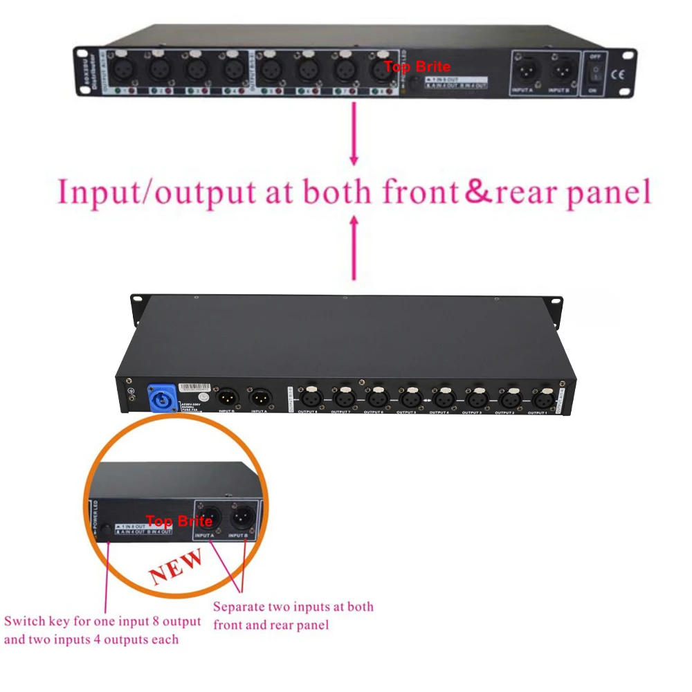 New Design 88-265V Input DMX Amplifier / Splitter / DMX Signal Repeater/ 8 Output Ports DMX512 Signal Distributor Fast Shipping
