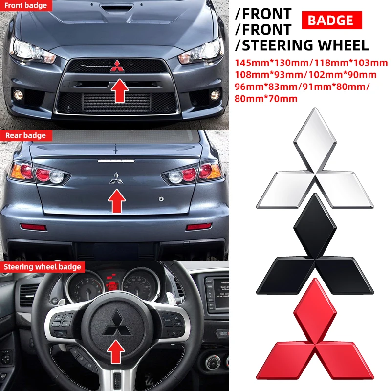 ABS Car Logo Front Grille Rear Trunk Emblem Steering Wheel Sticker For Mitsubishi Pajero Outlander XL Montero Lancer Triton l200